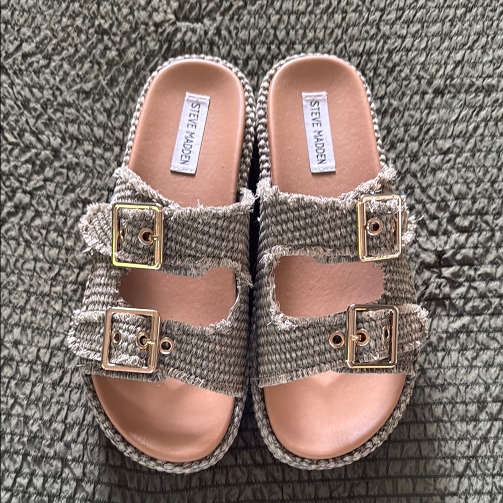 Steve Madden Woven Buckle Slides